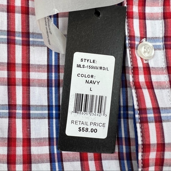 NWT Mens Galaxy by Harvic L Button Down Dress Shirt $58 Red White Blue Patriotic - Picture 5 of 8